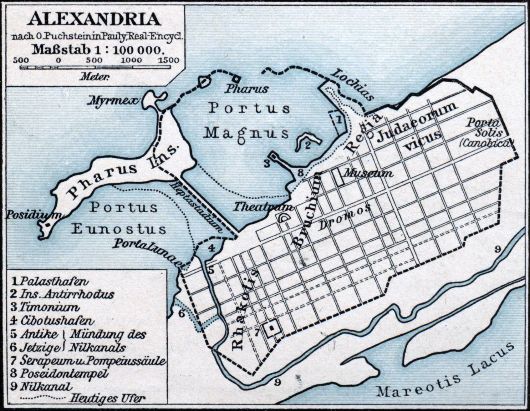 Historical map or view of Alexandria in Egypt