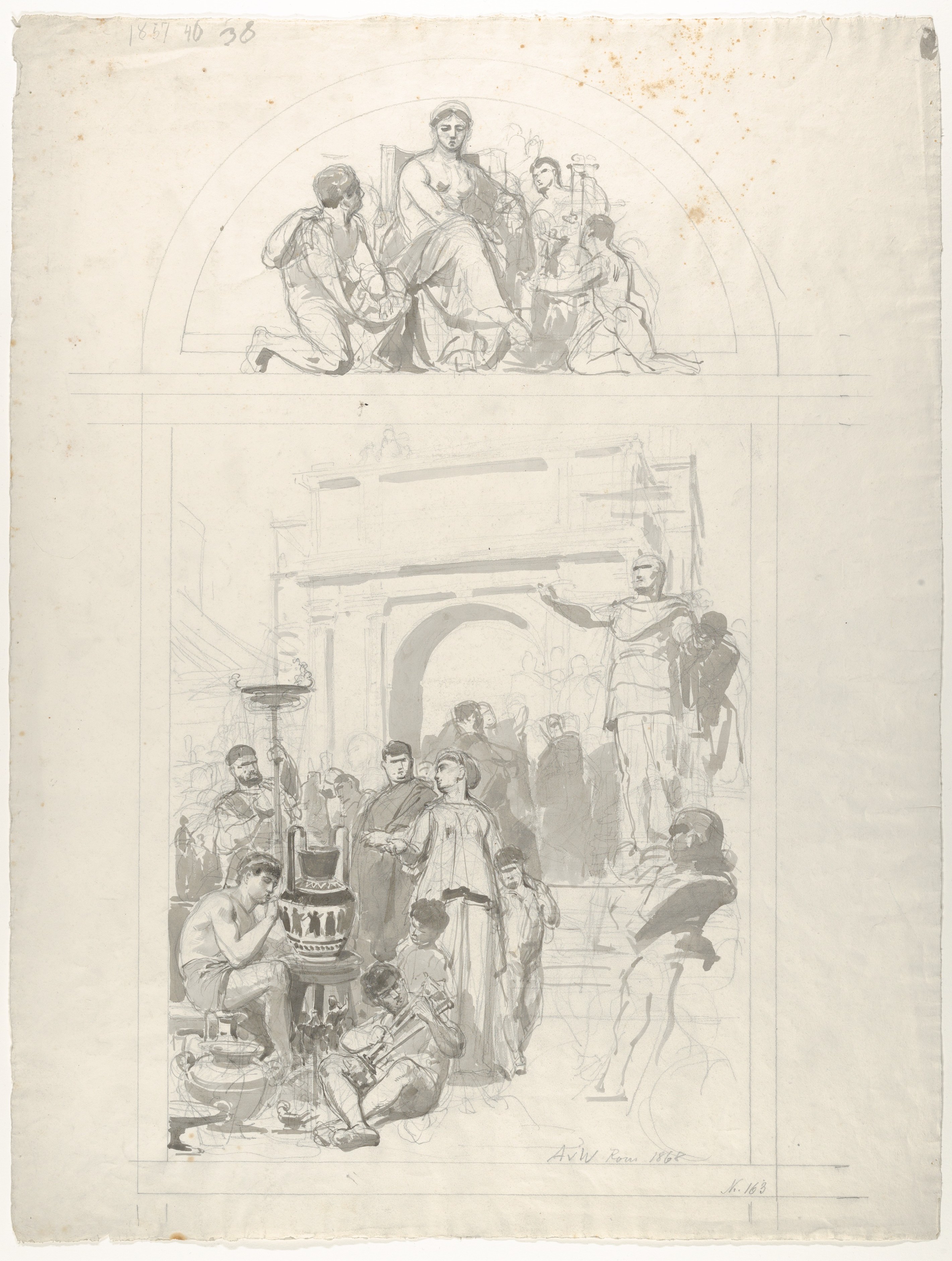 Greek Vase-Painting, a wall-decoration design by Anton von Werner, 1868